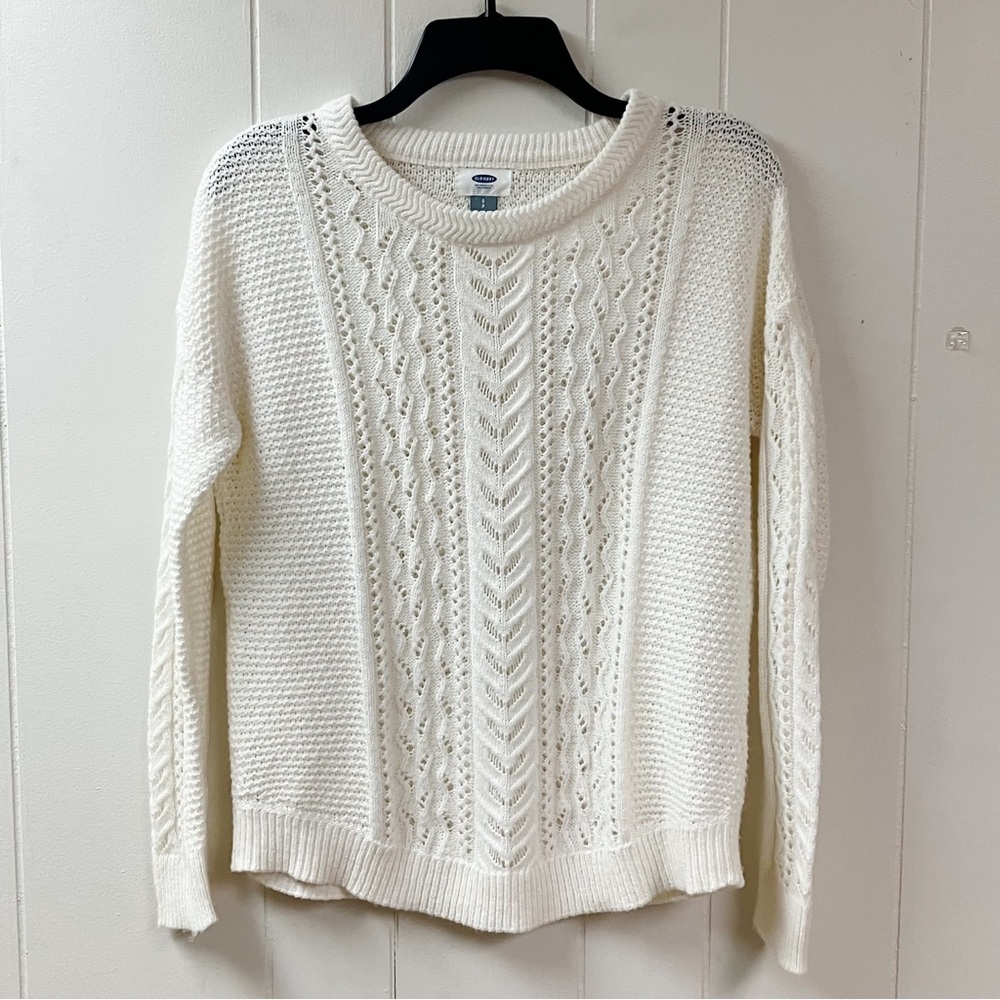 Preppy Cable Knit Crochet Academia Old Navy Pullover Sweater Small Cozy Winter
